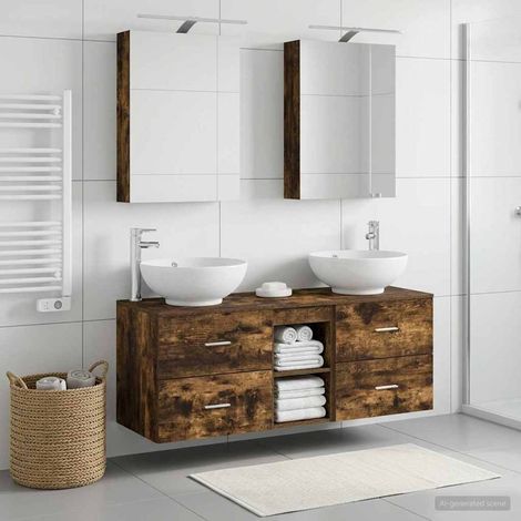 vidaXL Bathroom Furniture Set 5 pcs Smoked Oak (1/5)