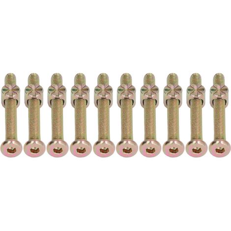 Kit de 10 vis à tête hexagonale creuse M6 en acier inoxydable galvanisé pour lit bébé, pour meubles (M6 x 60 mm).