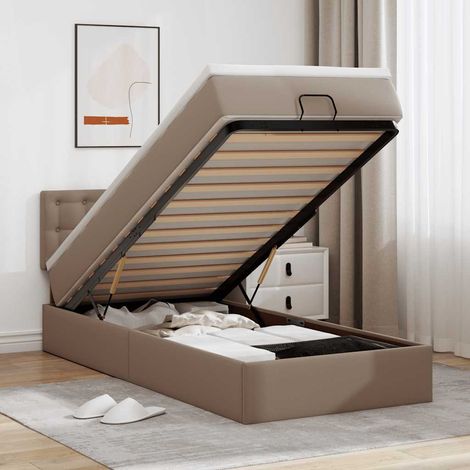 VidaXL Lit ottoman et matelas cappuccino 90x190 cm similicuir (1/5)