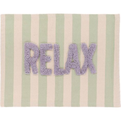 Tappeto in cotone con scritta tuftee relax 45x60 cm - verde beige - Tendance