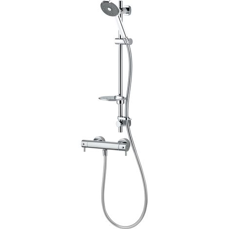 Deva Kiri Satinjet Low Flow Cool Touch Bar Shower Valve With Easy Fit Shower Kit - Chrome & Graphite (1/2)