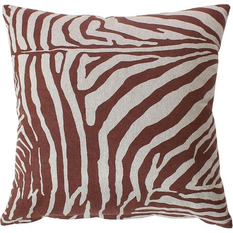 Coussin Déco Imprimé "Kasane" 40x40cm Marron & Lin (1/2)