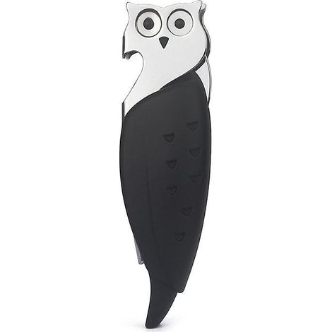 owl Bottle Opener Hibou Dcapsuleur Acier Inoxydable Avec Poigne Noire En Silicone Foil Cutter  Nouveaut Design (1/5)