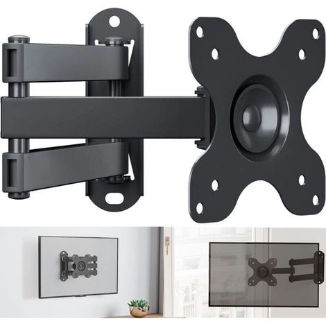 Support Mural TV Inclinable et Rotatif 13-30 Pouces, Charge Max 15kg, Compatible VESA 75x75/100x100mm, Structure en Acier Robuste (1/5)