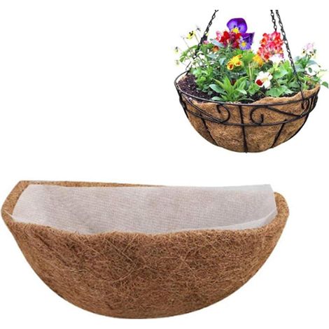 Pot De Cocotier Respectueux De L'Environnement, Pot De Fleurs Avec Noyau De Noix De Coco. Doublure En Non-Tissé Pour Pot De Fleurs Monté Au Mur. (1/5)