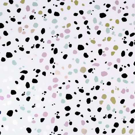 Dalmatian Pastel Wallpaper Arthouse White Black Animal Metallic Pink Teal Gold (1/3)