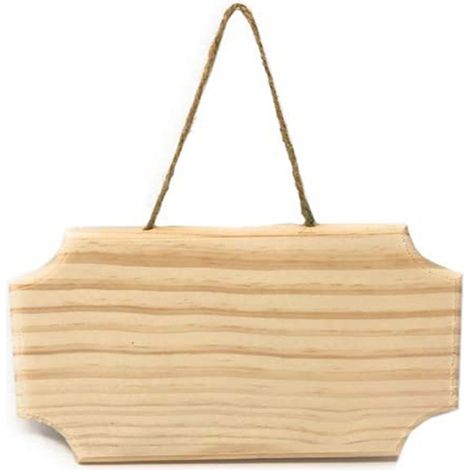 Targhetta in legno 2 pezzi con corda in canapa da appendere targa personalizzabile con decoupage pittura appendino per porta Rettangolo 20X12,5X1 cm (1/3)