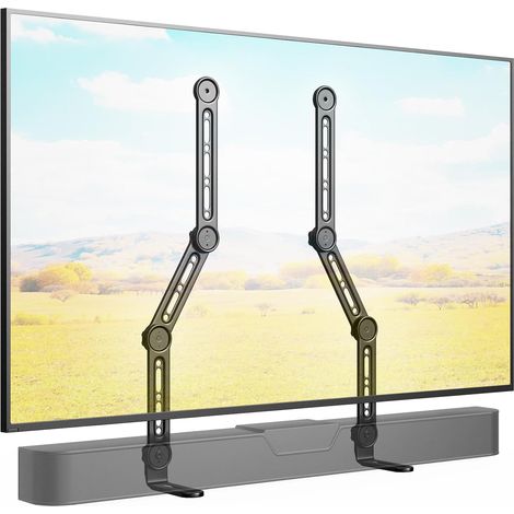 Support Universel pour Barre de Son pour Montage sous ou au-Dessus du téléviseur, Compatible avec la Plupart des Barres de Son jusqu'à 15 kg, pour TV Max. 90 Pouces, Support de Barre de Son (1/5)