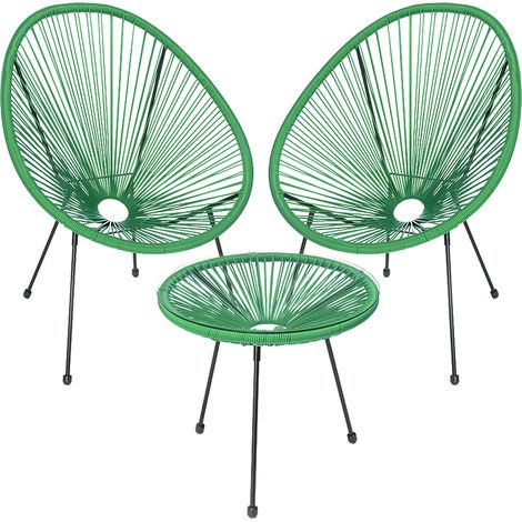 Set Patio in Polyrattan con 2 Sedie e 1 Tavolo per Giardino Esterno Verde Menta (1/5)
