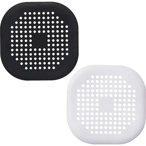 2 pièces attrape-cheveux, couvercle de drain de cheveux carré pour douche, bouchon de cheveux en silicone avec ventouse, facile à installer, convient pour salle de bain, baignoire, cuisine, lot de 2 c (1/4)
