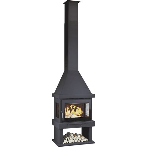 FM Cheminée panoramique C-303 TFK 10,4kW avec verre sérigraphié et chaleur turbo ventilée (1/2)