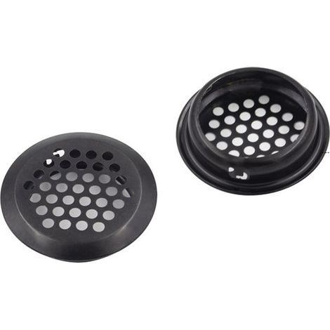 Griglie di ventilazione rotonde in acciaio inox, griglie di ventilazione convesse per mobili da cucina e armadi, 30 pezzi (nere) (1/5)
