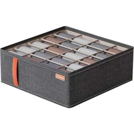 Ensemble de 1 organisateurs de tiroirs pliables avec 20 compartiments, organisateur de tiroir pour cravates et chaussettes. (1/5)