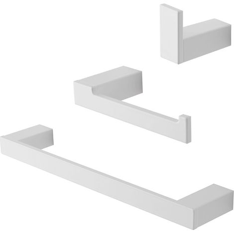 Set con appendino, porta rotolo e porta salviette a muro bianco Sky (1/5)