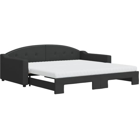 Maison Exclusive - Lit de jour avec gigogne et matelas noir 100x200 cm tissu
