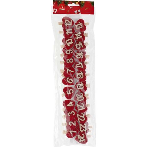 Regalo Italiano Mollette Giorni Natale 4 x 5 Cm Cf 24 Pz Rosso