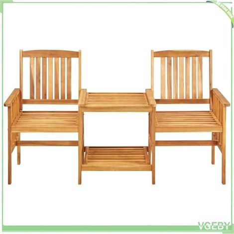 Ensemble bistrot jardin - FAFEICY - 45933 - Bois d'acacia massif huilé - 2 chaises + table - 159x61x92 cm (1/5)