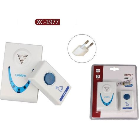 Wisdom - Campanello A Batteria Musicale Universale Wireless A Corrente 32 Melodie Xc-1977 -