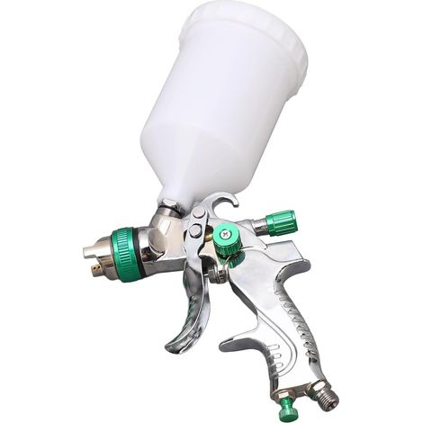 Pistolet Pulvérisateur Hvlp, Pistolet Pulvérisateur à Alimentation par Gravité Réglable avec Godet de 600 ML, 3 Buses en Acier Inoxydable et Manomètre, Atomisation Uniforme (1/5)