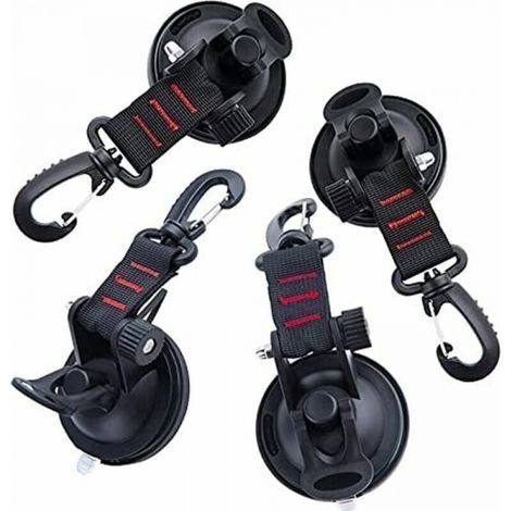 Lot de 4 ventouses d'ancrage avec fixation à ventouse pour voiture, camping, bâche, accessoire ventouse multifonction pour tentes comme auvent latéral de voiture (1/4)