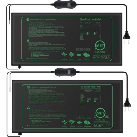 Lot de 2 Tapis chauffant pour plantes avec thermostat pour semis, animaux domestiques et reptiles,Tapis chauffant de 50 W pour la germination et la régulation de la température, sûr et durable (1/5)