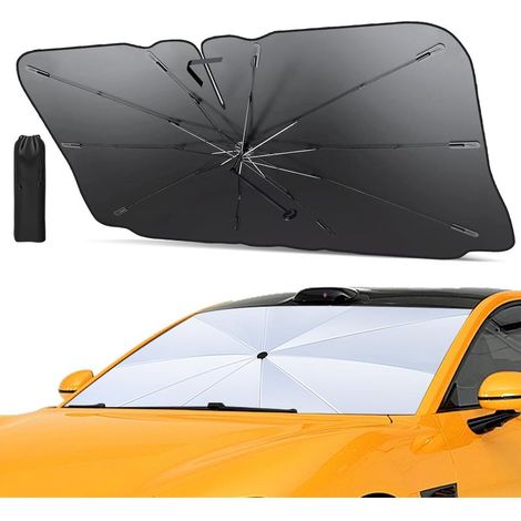 Pare-Soleil pour Pare-Brise de Voiture Pliant Pare-soleils pour Pare-Brise Avant Auto avec Coins en Cuir Anti-Rayures 135 x 75 cm Protection Solaire idéale pour SUV et Tous Types de véhicules (1/5)
