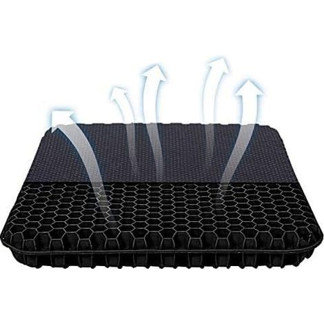 Coussin de Siège en Gel avec Motif Nid d'abeille, Respirant, Antidérapant, pour Voiture, Bureau, Fauteuil Roulant (Noir, 43 38 4)