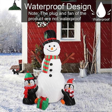 Décoration gonflable de Noël extérieure de 1,80 m, bonhomme de neige et pingouin gonflables avec lumières LED rotatives, pour intérieur et extérieur. (1/4)