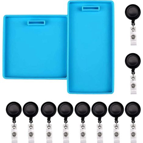 Moules en silicone pour porte-cartes d'identité, moule de coulée époxy avec 10 clips pour enrouleur de badge. (1/5)