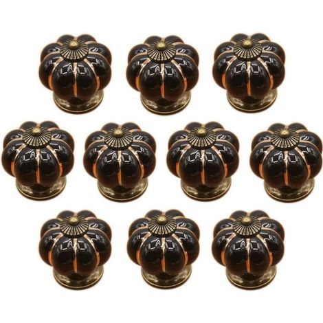 (Black)10 Pcs Ceramic Drawer Knobs Furniture Knob for Kitchen Drawers and Cupboards (1/5)