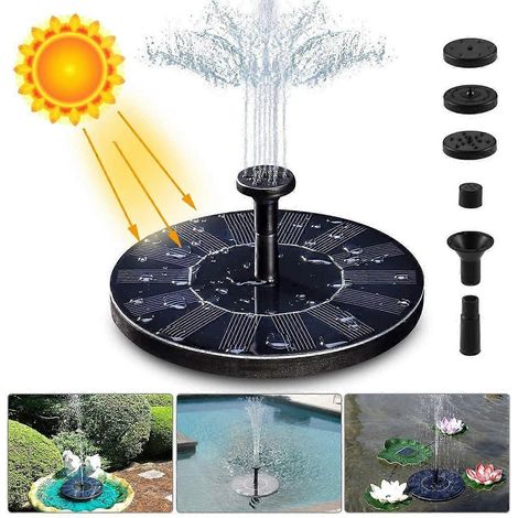Fontaine solaire, pompe solaire pour bassin 1,4 W avec 4 effets Pompe à eau solaire hauteur maximale 70 cm Pompe pour fontaine flottante solaire (1/4)