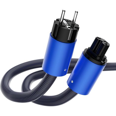 Câble d'alimentation HiFi High End,Schuko Ofc plaqué Argent,avec Prise Schuko et Prise pour Appareil Froid, Câble d'alimentation HiFi Schuko C15 pour Audio-Vidéo Et Home Cinéma(1.5M) (1/5)