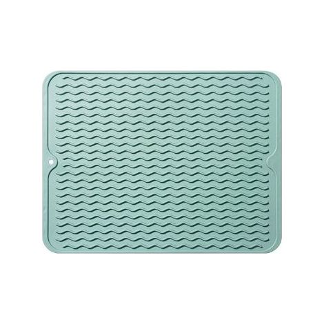 Vert Tapis de Séchage en Silicone, Grand Tapis égouttoir Isolation Thermique Antidérapant et Lsolation Thermique Tapis de Séchage Vaiss pour Séchage des Couverts et Assiettes(40cmx30cm) (1/4)