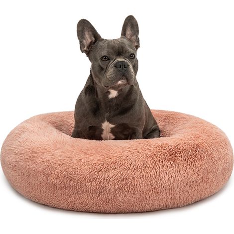 lionto Hundebett aus Plüsch in Donut-Form, 70 cm Durchmesser, rosa