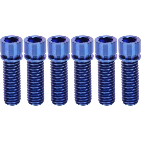 Vis de potence M8x25mm pour guidon vélo, lot de 6 vis en alliage de titane, pièce de rechange accessoire bleu (1/5)