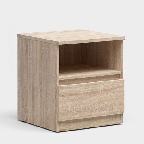 Table de chevet avec tiroir et niche ouverte Tetrix - Chêne (1/3)