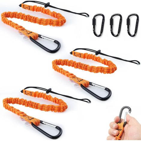 Lanière à Outils,Avec 3 Mousquetons,Rétractable,3 Pièce,Orange Outil de Protection Contres Les Chute,Longe De Protection Contre Les Chutes,pour Tournevis, Outils de Mesure, Pinces, Clés (1/5)
