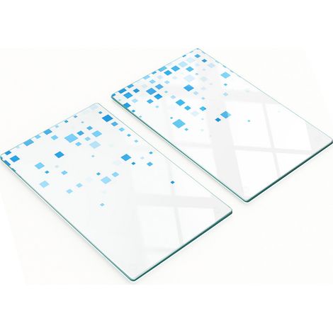 Tableros de vidrio duraderos y elegantes con un patr贸n de cuadrados azules de 2x30x52 cm.