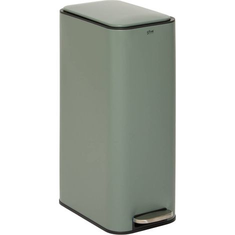 Cubo de basura rectangular y estrecho con pedal delta, 30 l, verde - 5five (1/5)