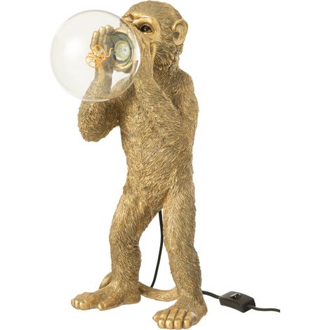 Lampada Da Tavolo Scimmia Resina Oro 46 cm Peraga Christmas