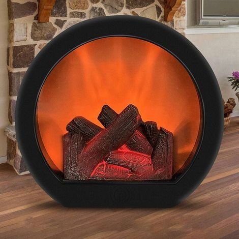 Flammenlose Kaminbeleuchtung – Realistische LED-Holzscheite 20 x 18,5 x 10 cm – USB- oder Batteriebetrieb – Dekoration für Halloween und Thanksgiving (1/4)