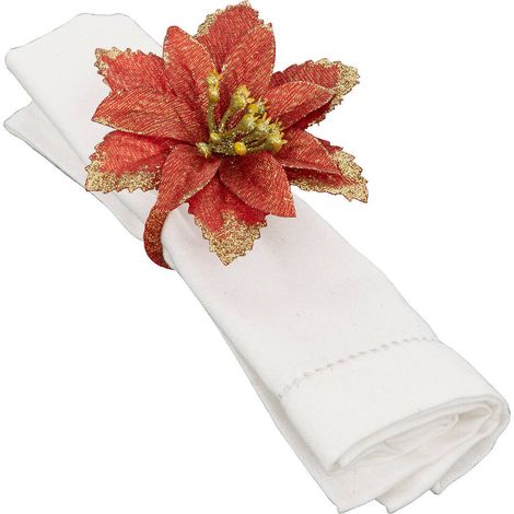 Anneau de serviette, étoile de Bethléem avec décoration dorée, 2 pièces. (1/2)