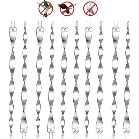 (Argento) 10 pezzi di repellente per uccelli, repellente per uccelli riflettente, spirale luminosa riflettente a 360 gradi da 30 cm per balconi, alberi da frutto, orti. (1/5)