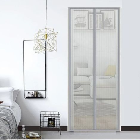 Cortina mosquitera magnética, mosquitera magnética para puerta, elegante cortina antimosquitos perfecta para puertas y patios, evita la entrada de mosquitos y otros insectos - Blanco 90x210cm (1/5)