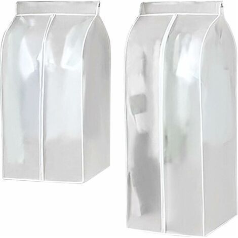 BUNTHAUS 2 pièces Sac à poussière pour vêtements, Housse penderie, Grande housse de protection anti-poussière et anti-mites pour veste, manteau, costume (Transparent-60 x 50 x 90cm + 60 x 50 x 120cm)