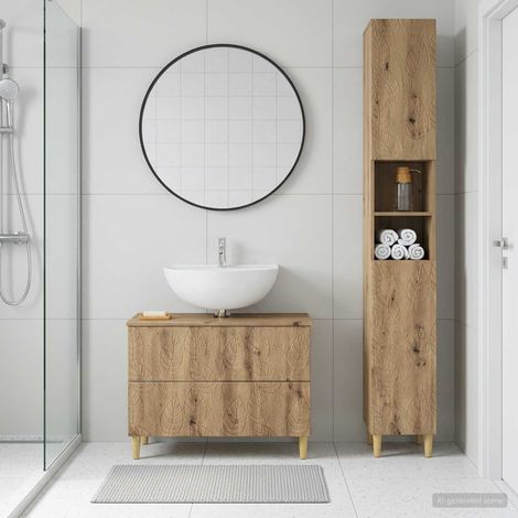 vidaXL 2 Piece Bathroom Cabinet Set DELFT Artisan Oak Engineered Wood (1/5)