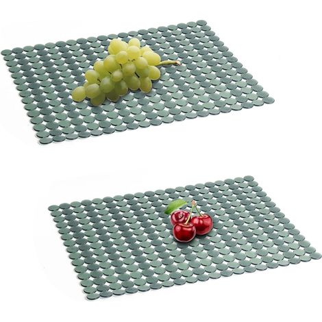 Set of 2 Kitchen Sink Mat 40 x 30 cm, PVC Cut-to-Measure Protection Mat, Stainless Steel Sink Protection Mat, Quick Drip Against Scratches and Dirt (Green) (1/5)