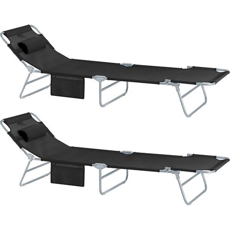 SoBuy Folding Camping Ourtdoor Short Breaks Chair Bed Black,OGS35-SCHx2 (1/5)
