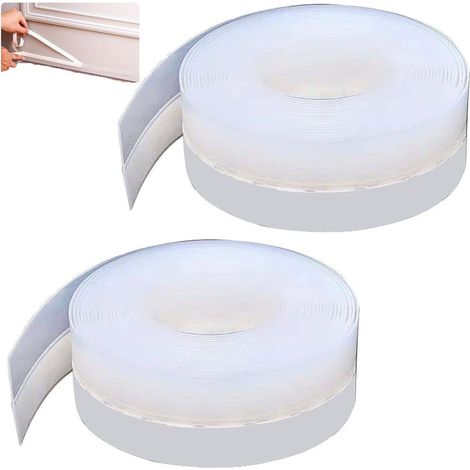 Bande de Joint de Porte Coupe-Froid, Autocollant d'étanchéité en Silicone, 2 pièces, pour butée de Porte, Ruban adhésif pour Portes, fenêtres et espaces de Verre de Douche (1/5)