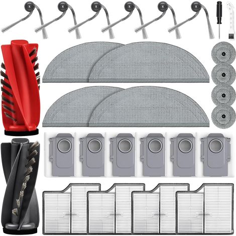 28 Stück Zubehör für Roborock Saros 10 Saugroboter, 2 Hauptbürste 6 Staubbeutel 4 Wischpad 4 Runde Wischmopps 4 HEPA Filter 6 Seitenbürste 1 Reinigungszubehör 1 Schraubendreher Ersatzteile (1/5)